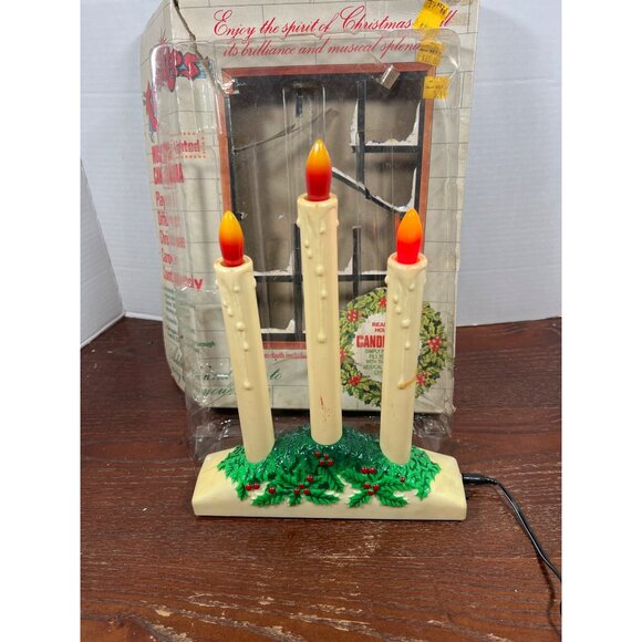 Vintage Holiday Musical Candelabra With 3 Faux Candles Plug-In Christmas Decor D - Picture 4 of 6